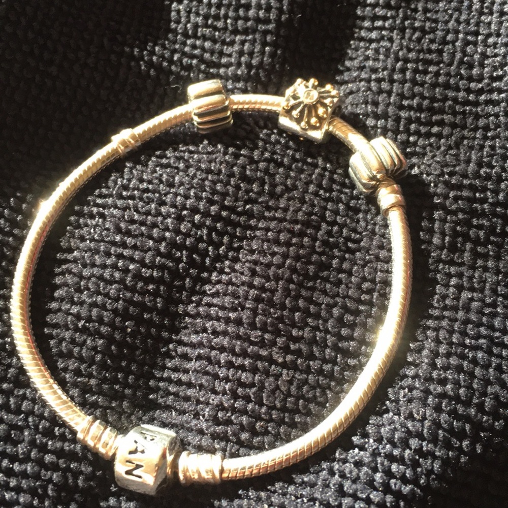 Pandora 925 bracelet w 3 charms 925 14k starburst